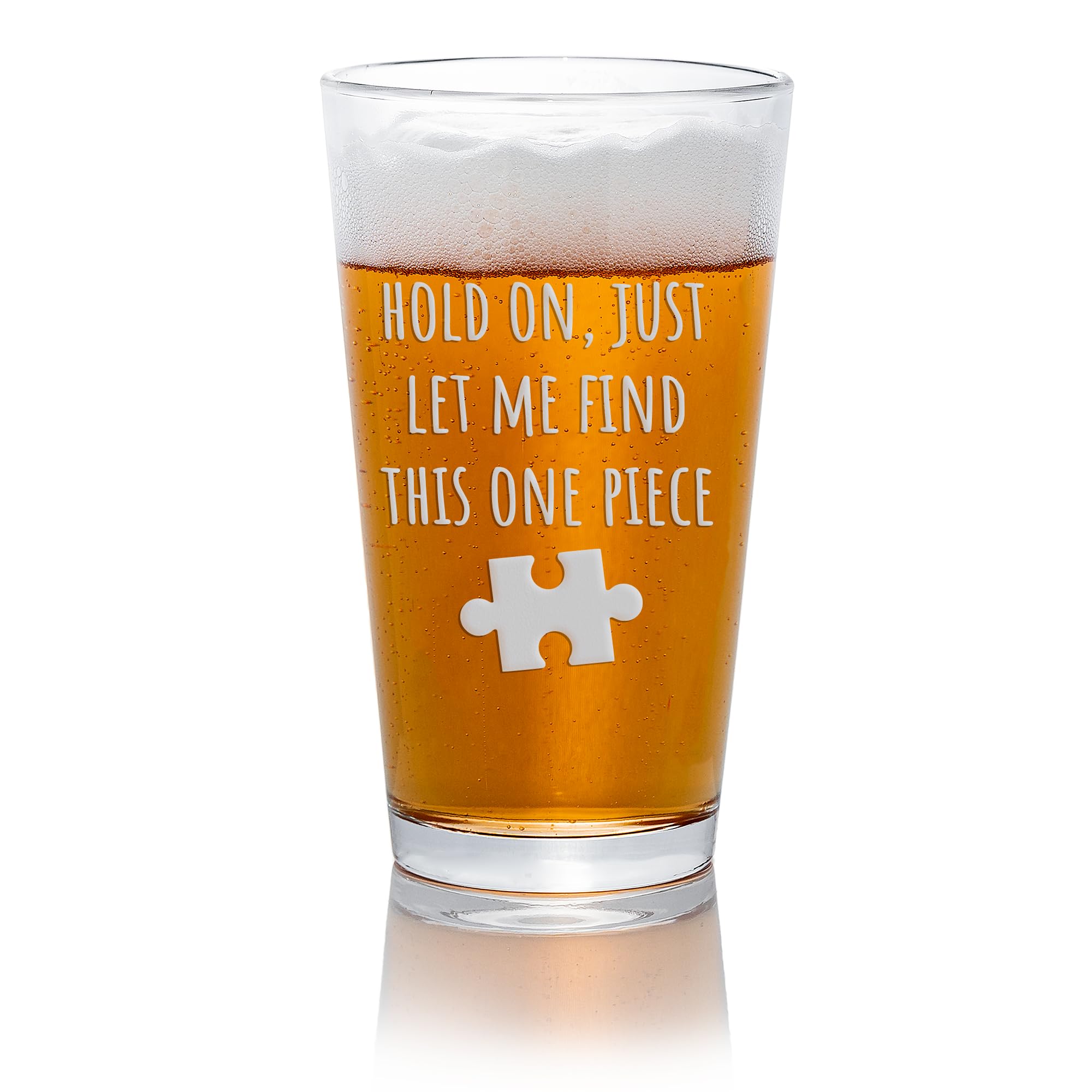 Find This Puzzle Piece Pint Glass - Unique Gift for Puzzle Lovers and Jigsaw Fans