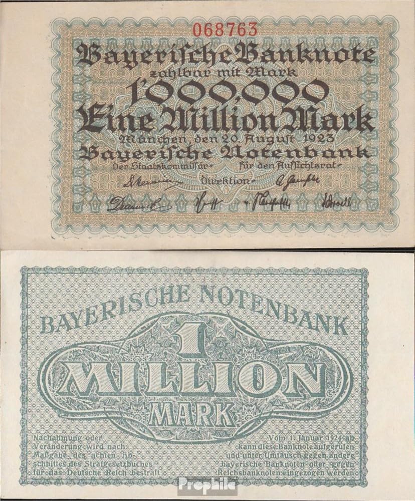 Länderbanknote Baviera Rosenberg BAY12 billete usado de un millón de marcos 2