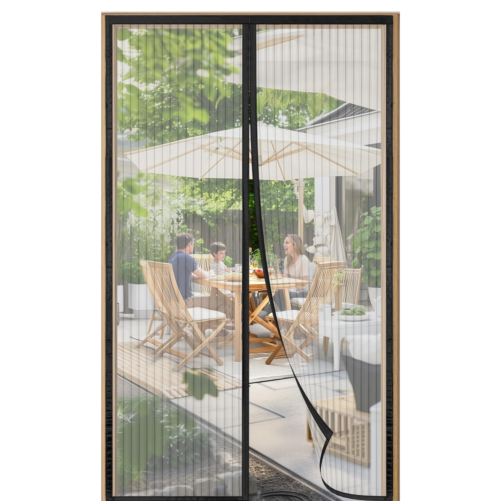 SAILIMAY Fliegengitter Tür 100x215 cm Magnet Insektenschutz Balkontür Ohne Bohren, Starke Magnete, Kinderleichte Klebemontage & Langlebiges Netz (Schwarz)