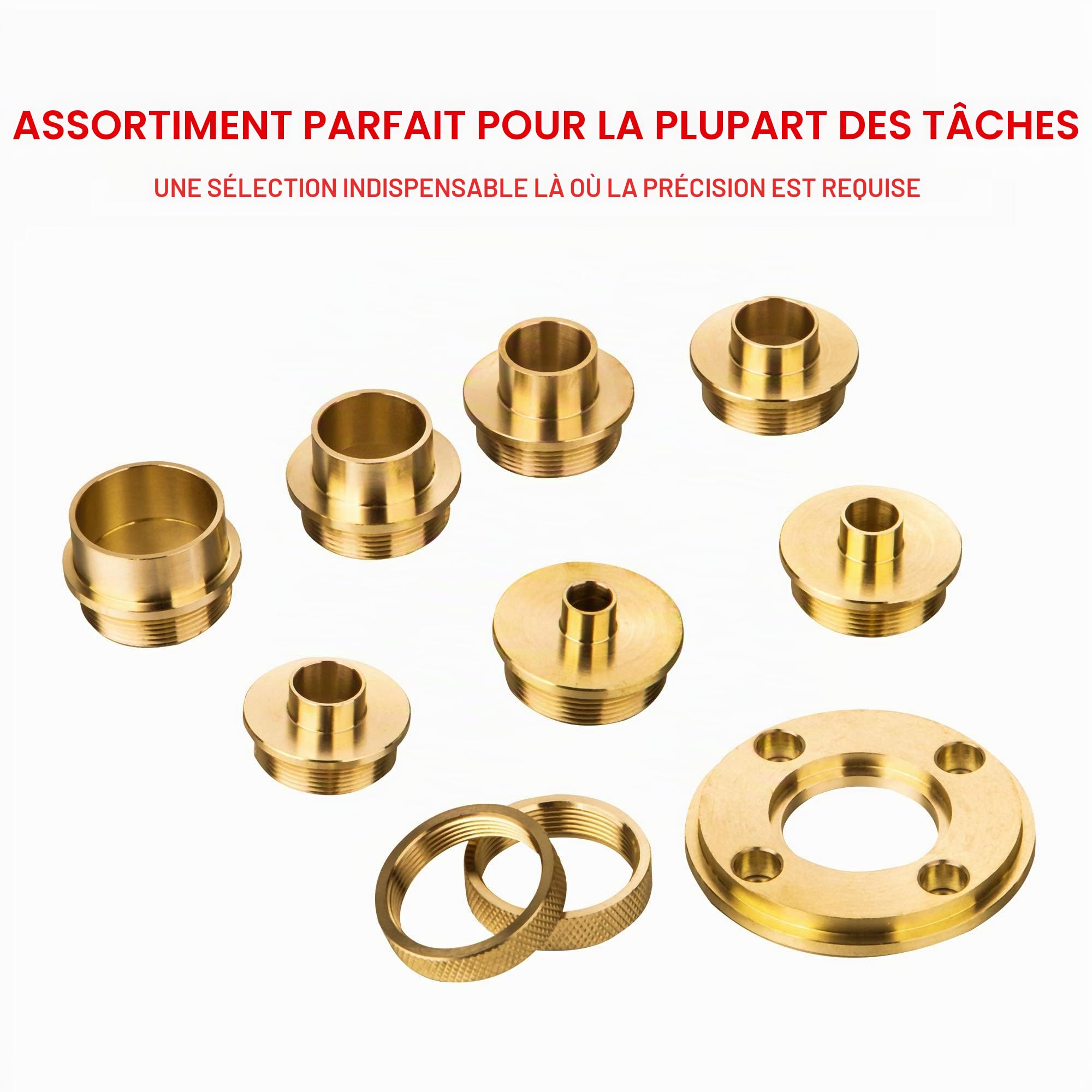 KATSU 10 pièces Kit de Guides de Routeur de Modèle en Laiton avec Adaptateur D'écrou de Blocage Kit de Bague de Guidage D'accessoire de Routeur