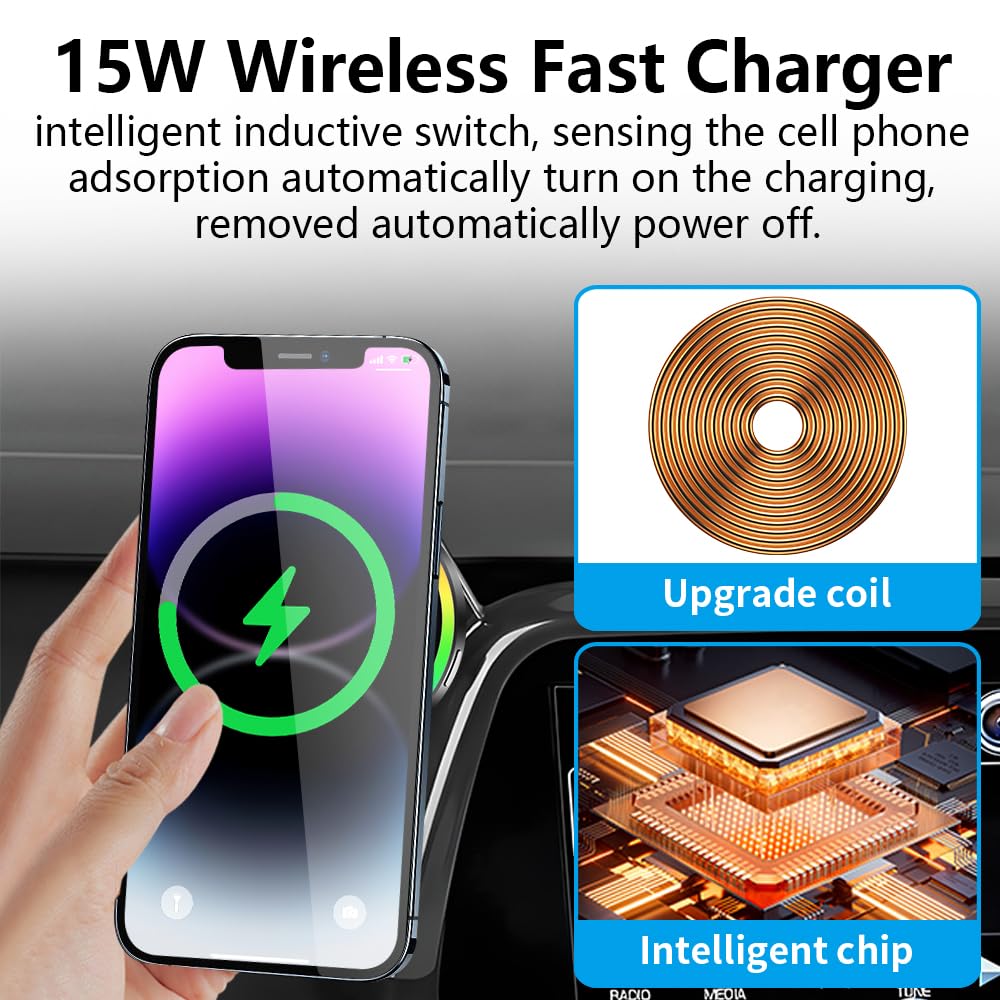 Magnetische Autohalterung für Chevrolet Chevy Camaro 2016, 2017, 2018, 2019, 2020, 2021, 2022, 2023, 2024, Auto-Zubehör, beste Handyhalterung, schnelles 15 W kabelloses Ladegerät