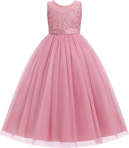IBTOM CASTLE Flower Girl Dress Wedding Formal Pageant Gown Dusty Pink 9-10Y