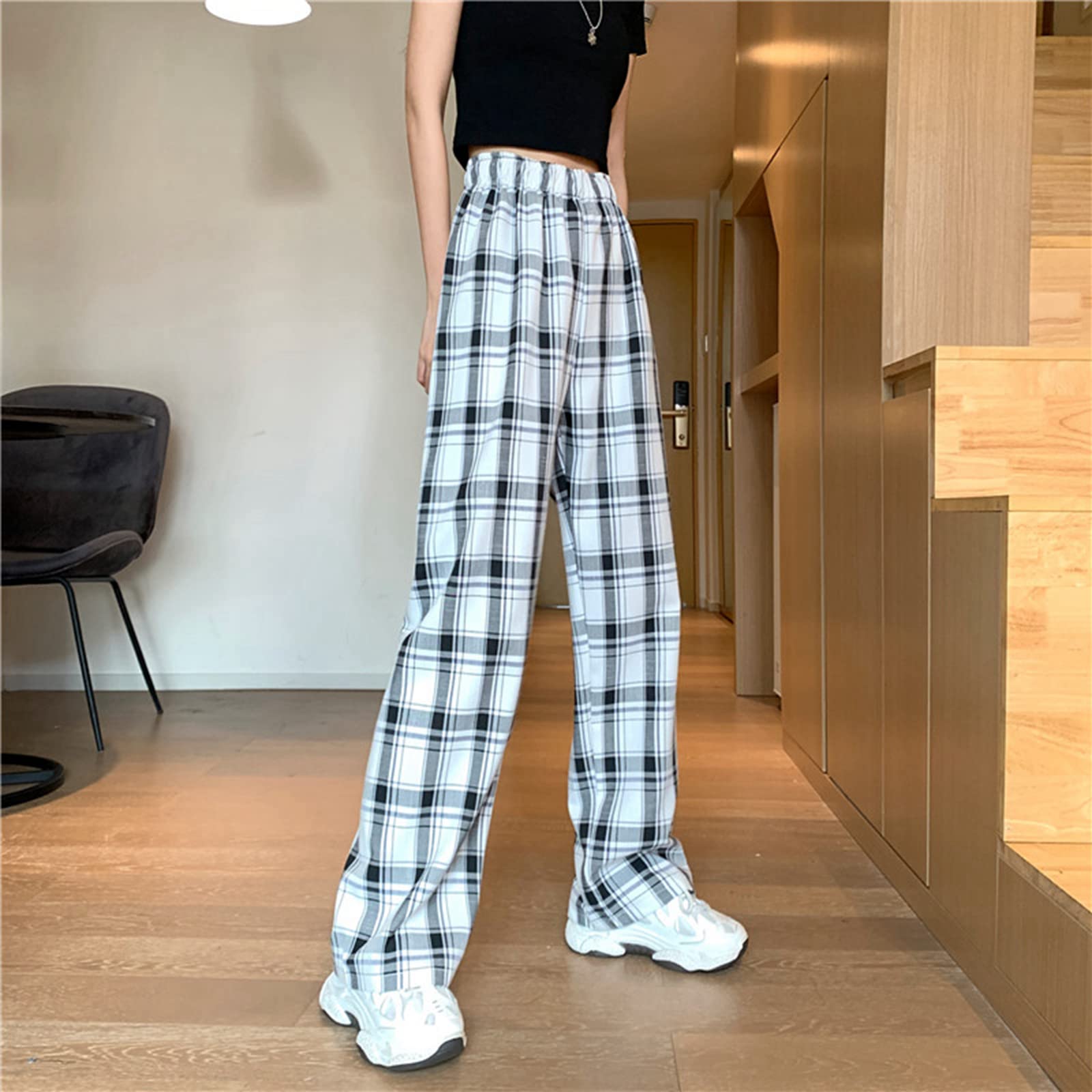 TRUEVIRON-C Harajuku Plaid Pants for Women Trousers Streetwear Woman Harem Pants Autumn Ladies Causal Pants