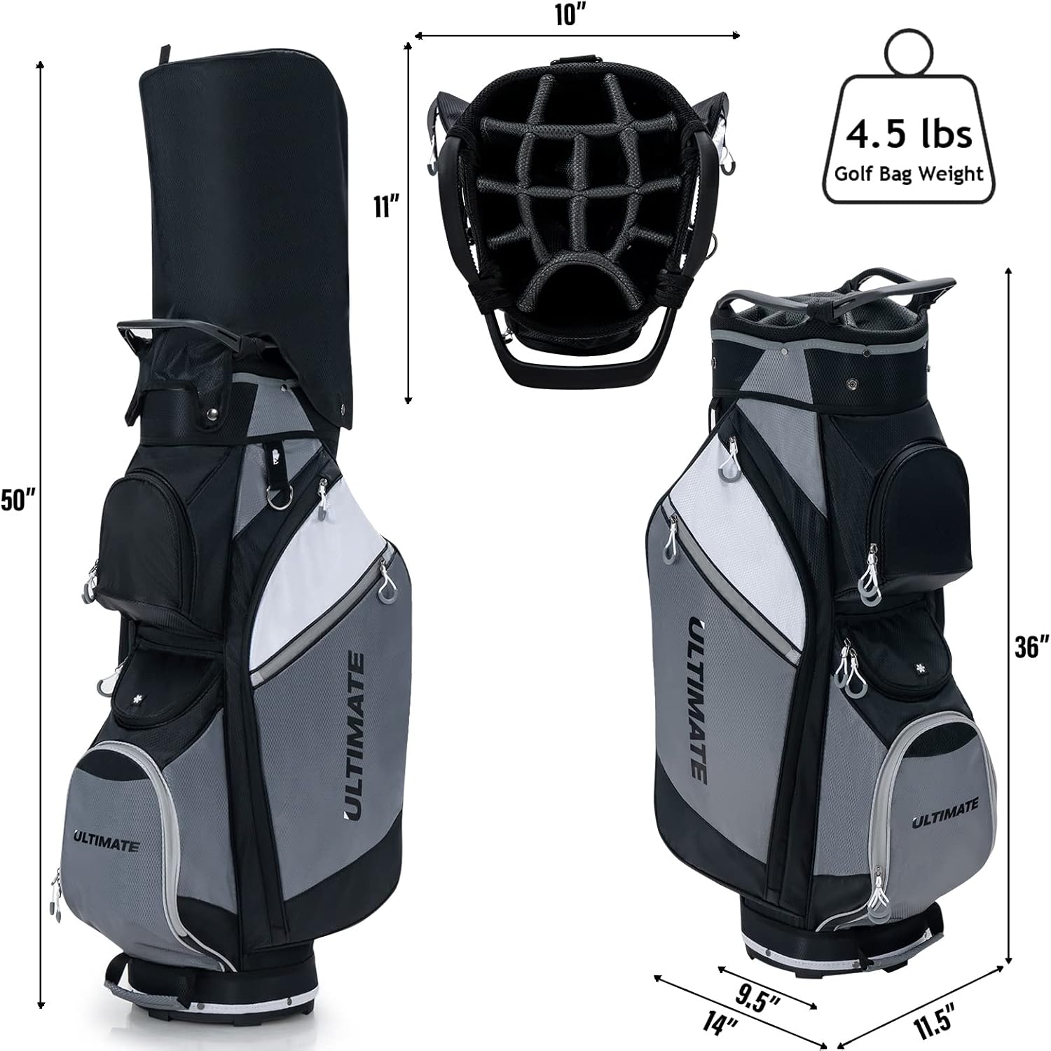 Buy GYMAX Golf Cart Bag, 14 Way Golf Club Bag with Rain Hood, Portable