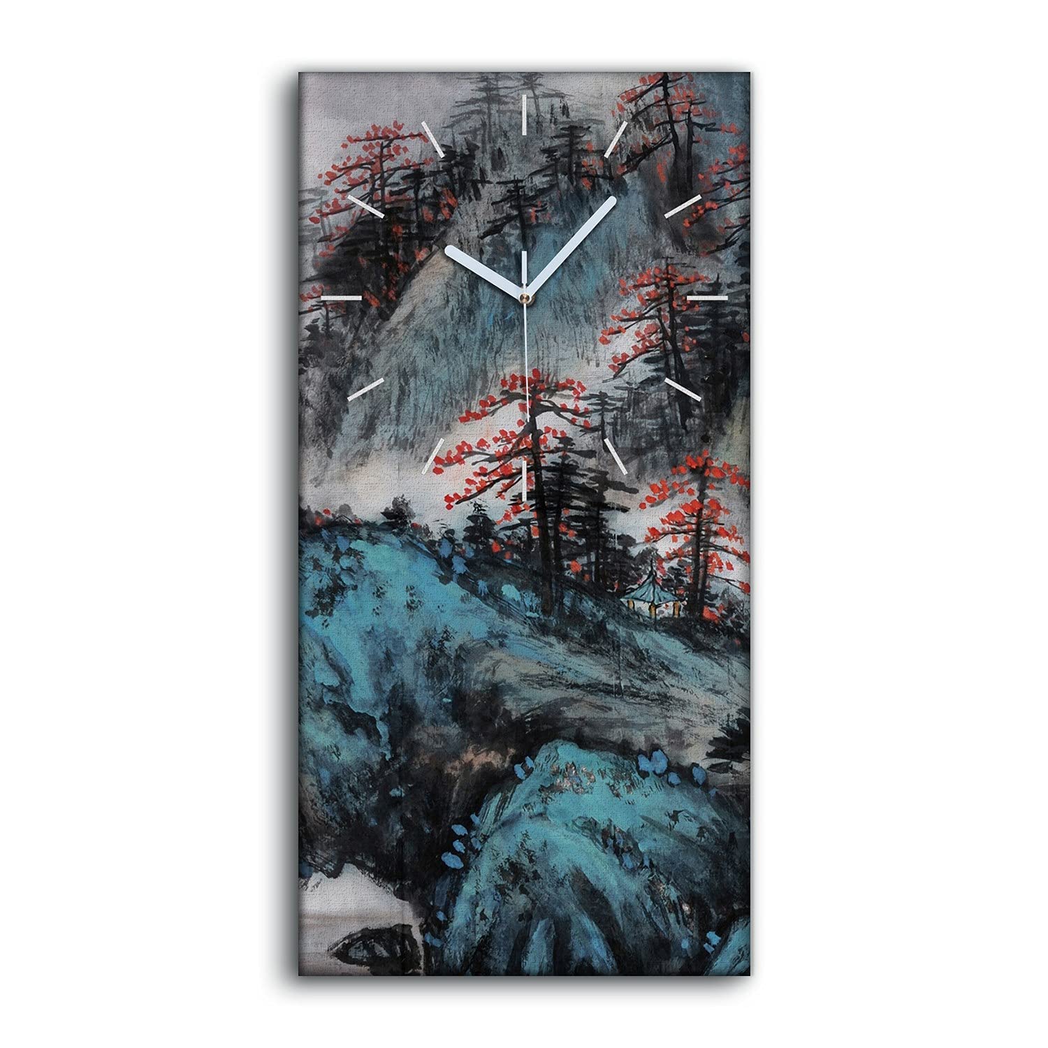 Horloge sur toile zen arbre brouillard pour decoration murale moderne
