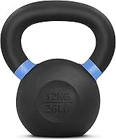 Yes4All Powder Coated Cast Iron Kettlebell - Non-Slip Handle, Flat Bottom, 9-71lbs for Strength Training & Conditioning