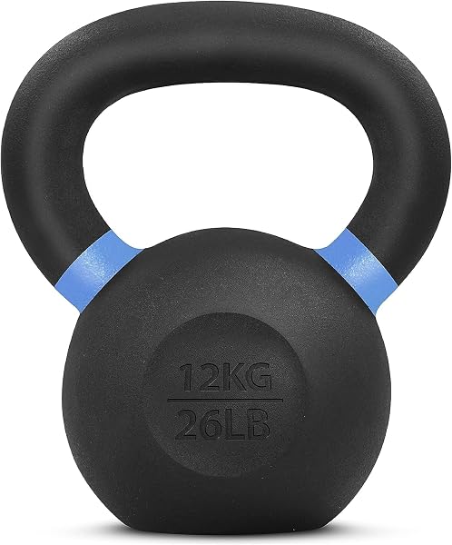 Yes4All Powder Coated Kettlebell, Cast Iron Core Kettlebells with Non-Slip Handle & Flat Bottom for Conditioning, Heavy