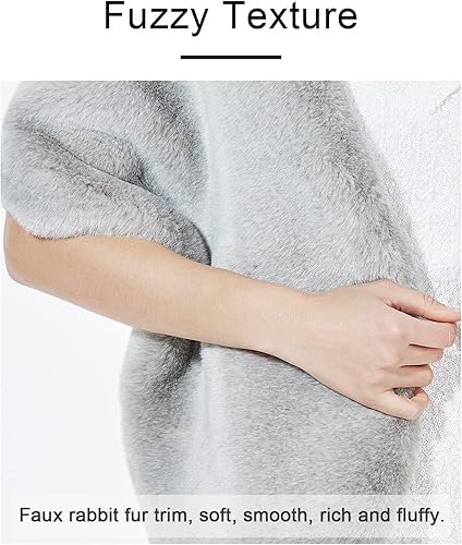 Miniatura 7 de BEAUTELICATE Chal de piel sintética para mujer, estolas de boda de invierno para fiesta de noche nupcial