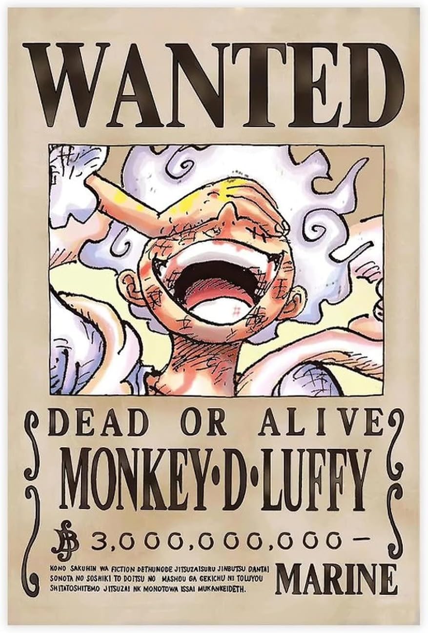 Luffy Latest 3 Billion Bailey Wanted Canvas Poster Unframe:12x18inch(30x45cm)
