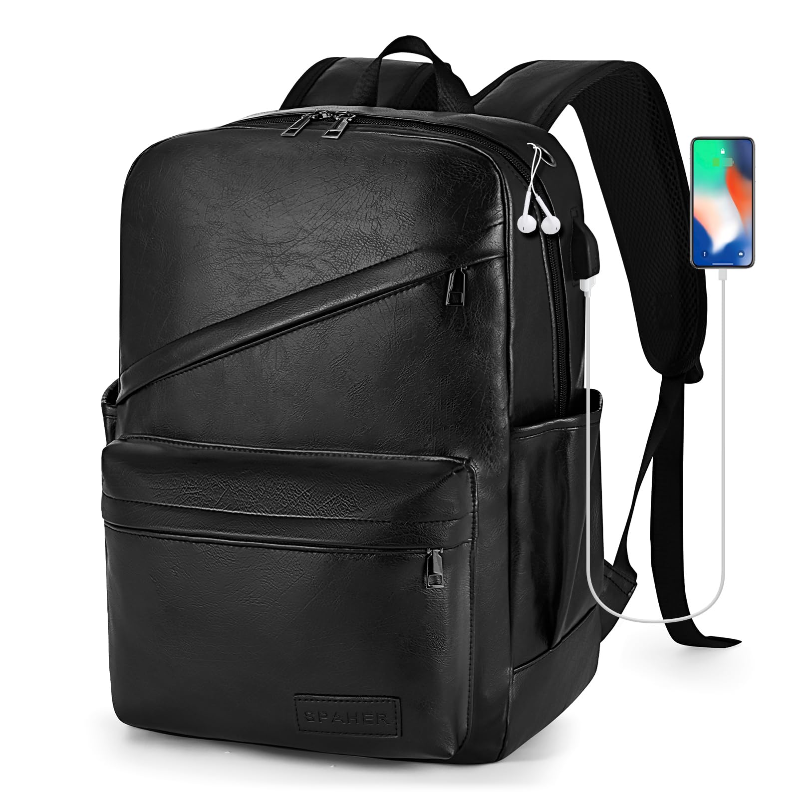 SPAHER 20L Skóry Plecak Podróżny 40x30x20 Wizzair Vueling Plecak na Laptopa 14 Calowy Bagaż Podręczny do Samolotu dla Roboczy Szkolny Biznesu Pracy Urlop Plecak Wodoodporny Męski Damski