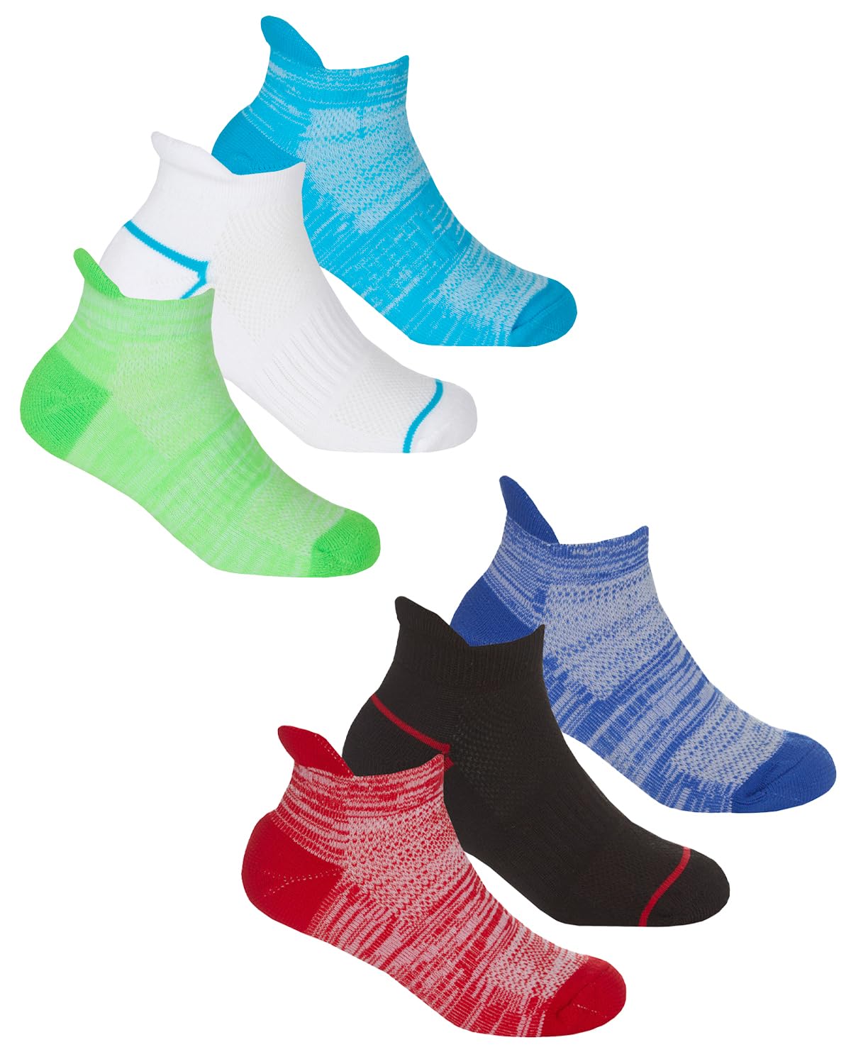 Undercover 6 Pairs Kids Sport Trainer Socks 42B768 Red/Green 12.5-3.5