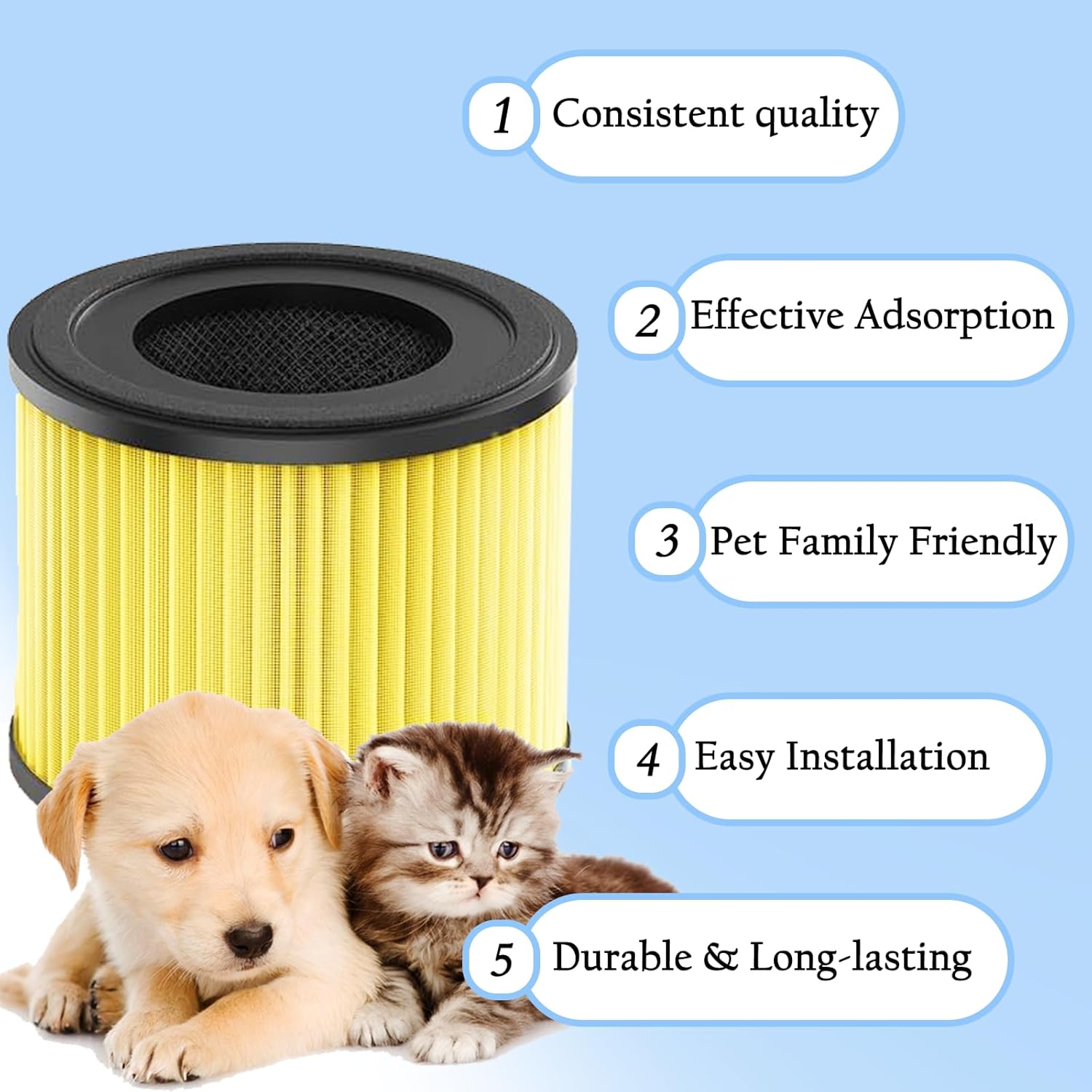 2 Pack AP-S0610L Pet Filter Replacement Compatible with Mooka® AP-S0610L Air Purifier, 3-in-1 AP-S0610L Filter for Pet Odor and Dander