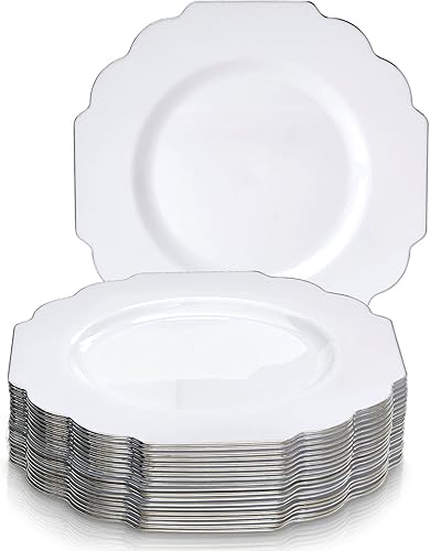 Miniatura 2 de Silver Spoons PLATOS DESECHABLES PARA BODAS, 10 Platos de Plástico, Barroco  Negro, 8.25"