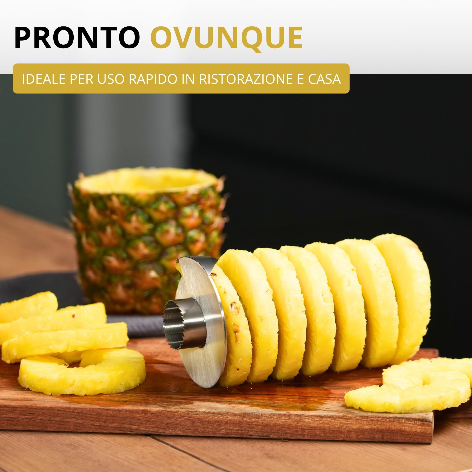 Westmark Affetta-ananas/Rimuovi torsolo in acciaio, ø 8,5 cm, Acciaio inox/Plastica, Argento/Nero, 51692260
