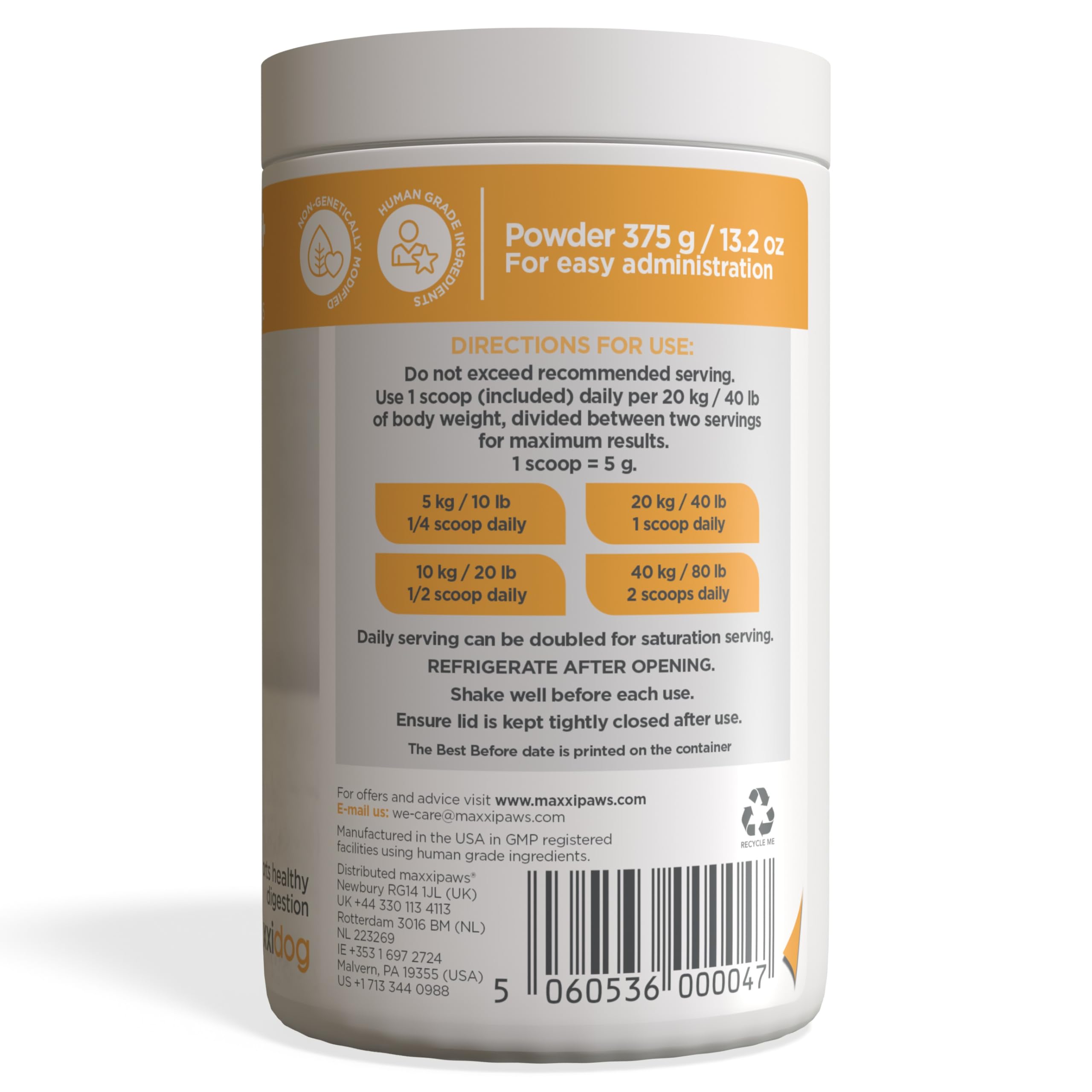 maxxidigest+ probiotyki enzymy prebiotyki – wsparcie jelit dla psów 375 g | Wspomaga trawienie, jakość odchodów, wchłanianie składników odżywczych i funkcje odpornościowe; łatwe mieszanie z pokarmem