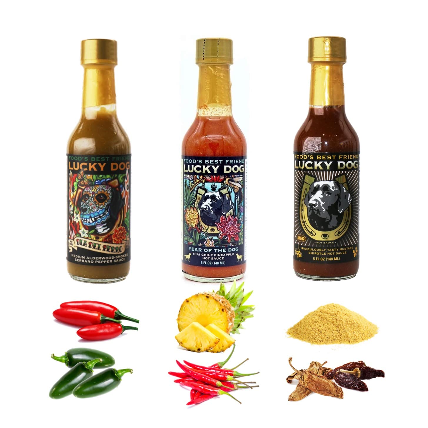 Buy Lucky Dog Hot Sauce Variety Pack Hot Sauce Gift Set Mild to Medium Heat Levels FEATURED ON
