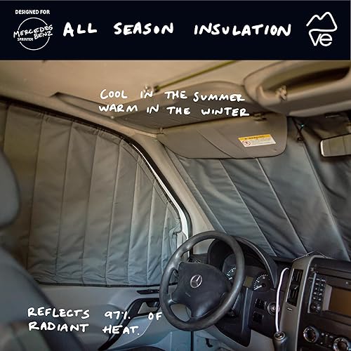 Miniatura 3 de VanEssential Cubiertas magnéticas aisladas para ventana de puerta delantera (par) diseñadas para Mercedes-Benz NCV3 (furgonetas 2007 a 2018), color