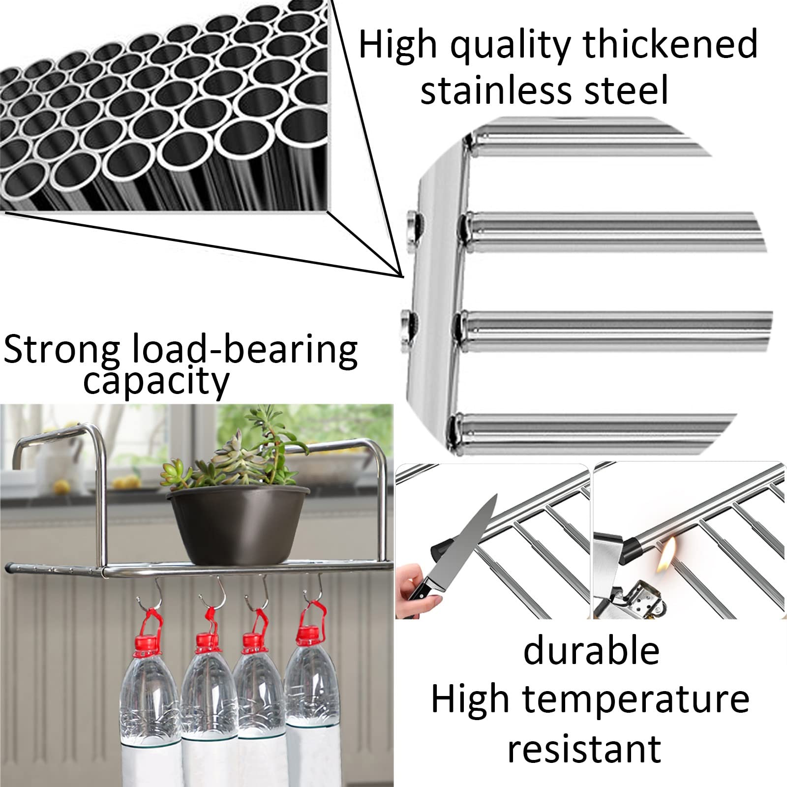 Stendibiancheria in Acciaio Inox, Stendino per Calorifero Robusto, per Balcone E Terrazza, Stendibiancheria da Appendere al Balcone Risparmiare Spazio Ribaltabile Stendino