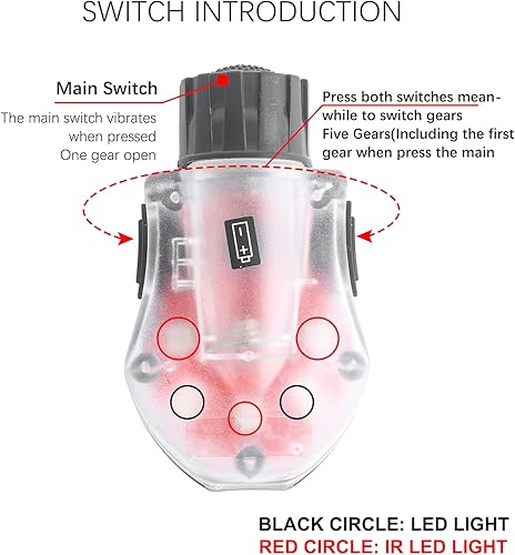 Miniatura 9 de NOBUHIRO Luz táctica de señal para casco, estroboscópico IR + estroboscópico LED azul de 5 velocidades con vibración para identificación de