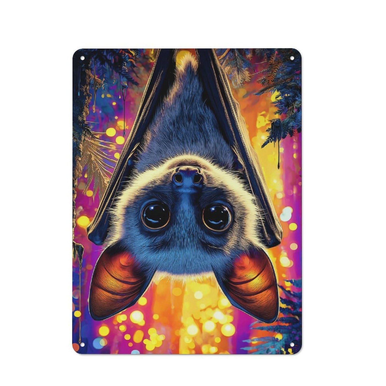 Junmoney Enchanted Bat Gazing Metal Plaque With Design 40X30cm, Vintage Bistro Wall Plaque For Coffee Bar, Kitchen, Bistro Or Tea Corner