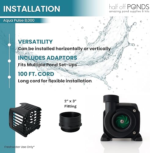 Vista 24 de HALF OFF PONDS Aqua Pulse Series - Bombas sumergibles de tracción híbrida de 550 gal/hr a 12,500 gal/hr Cable de 33 pies