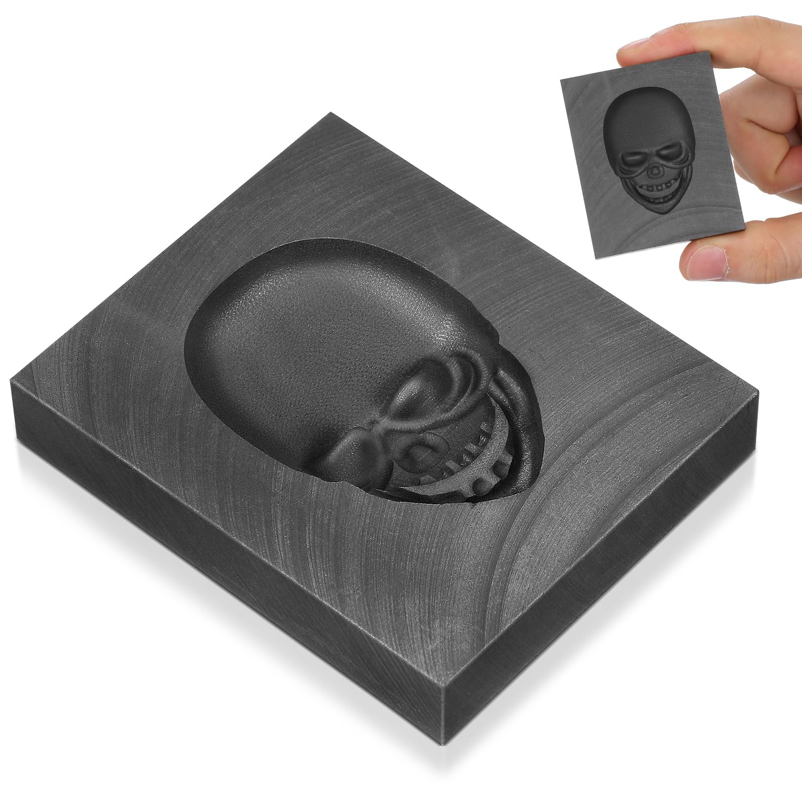 jojofuny Skull Graphite Ingot Mold Metal Casting Mould 6 x 5 x 1cm
