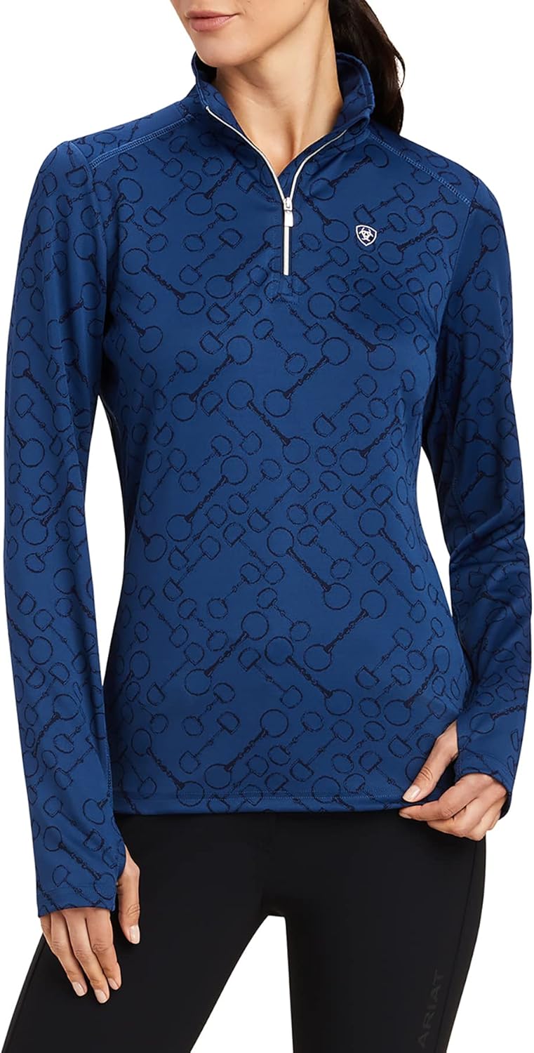 Ariat Female Prophecy 1/4 Zip Baselayer Estate Blue Large