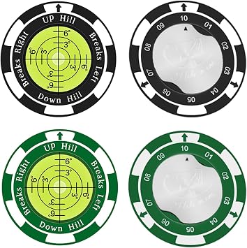CAITON 2 pcs Golf Green Reader High-Precision Bubble, Putt Aid with Hat Clip, Ideal for Men & Women