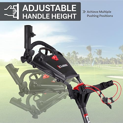 Miniatura 2 de CUBE CART Carrito de Golf de Empuje de 3 Ruedas  Carrito de Golf Plegable Ultracompacto de Dos Pasos, Marco Ligero de 14.5 libras, Mango Ajustable,