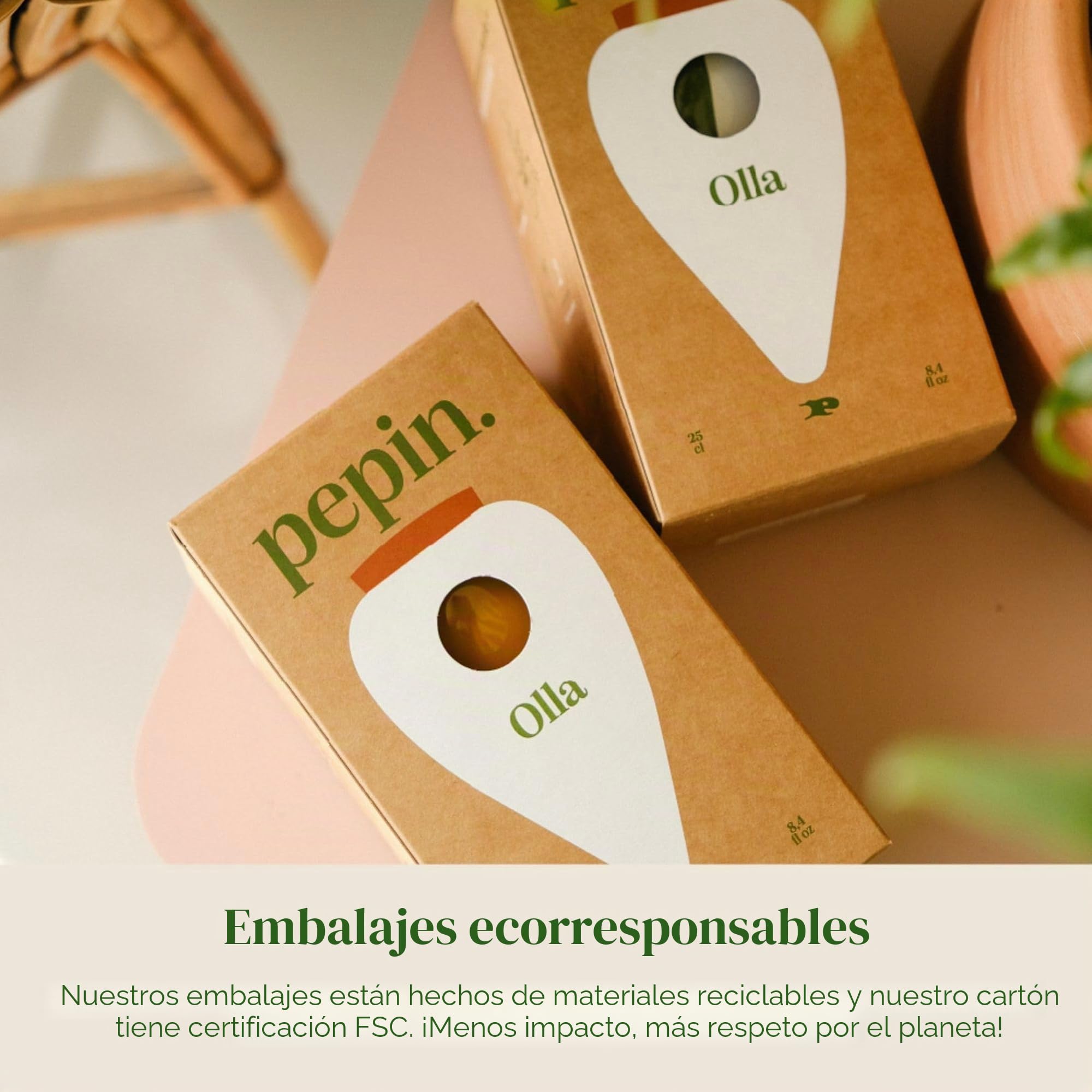 Pepin | 2 olas de terracota para plantar | Riego automático y respetuoso con el medio ambiente para plantas en interiores y exteriores | terracota OYA + grano blanco - 25 cl