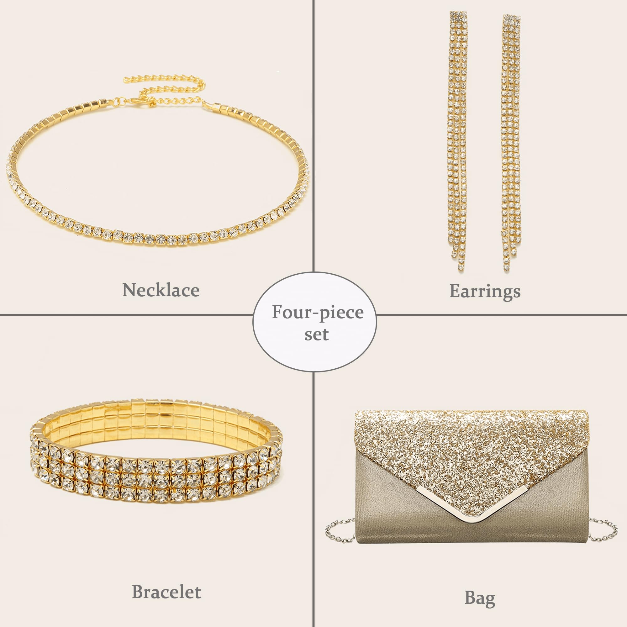 Lot de 4 sacs à main à paillettes pour femme - Sac à main de soirée ou de mariage - Accessoire de mariage - Pour bal de fin d'année - Élégant