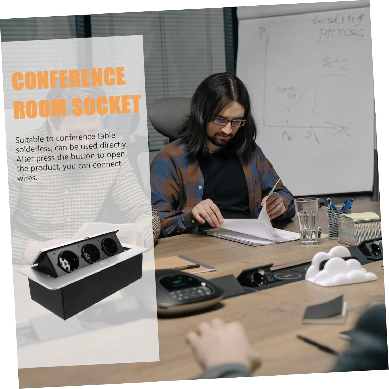 Uonlytech Damped Conference Room Pop Up Socket Stylish Outlet Box for Desktop Easy Installation Lightweight Design for Meetings and Office Use