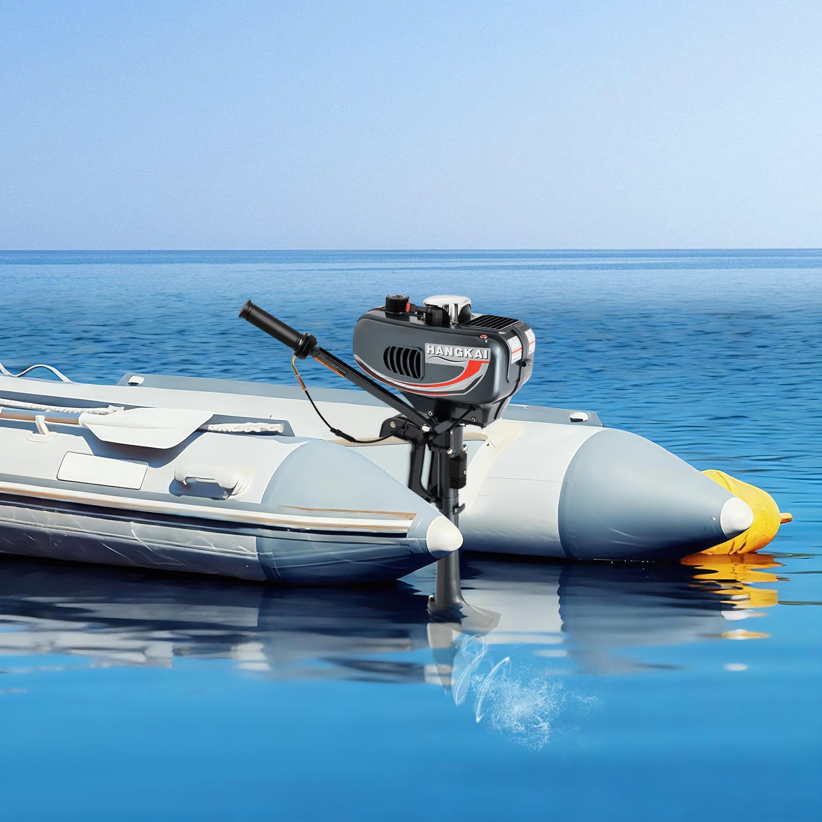 3.5PS Aussenborder Benzinmotor Bootsmotor 2 Takt Bootsmotor Wasserkühlung CDI Manueller Start Außenbordmotor für Fischerboote, Yachten oder Kajaks
