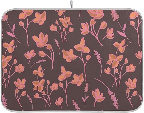 Small Flowers Twigs Drying Dish Mat Kitchen Counter Dish Drainer Pads Tapete Para Cocina 16'' x 18''