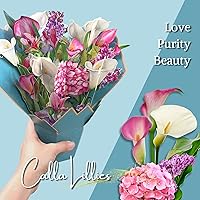 Vista 2 de Ramo de flores de papel, tarjetas emergentes, 11 pulgadas con tarjeta de notas y sobre - Calla Lilies