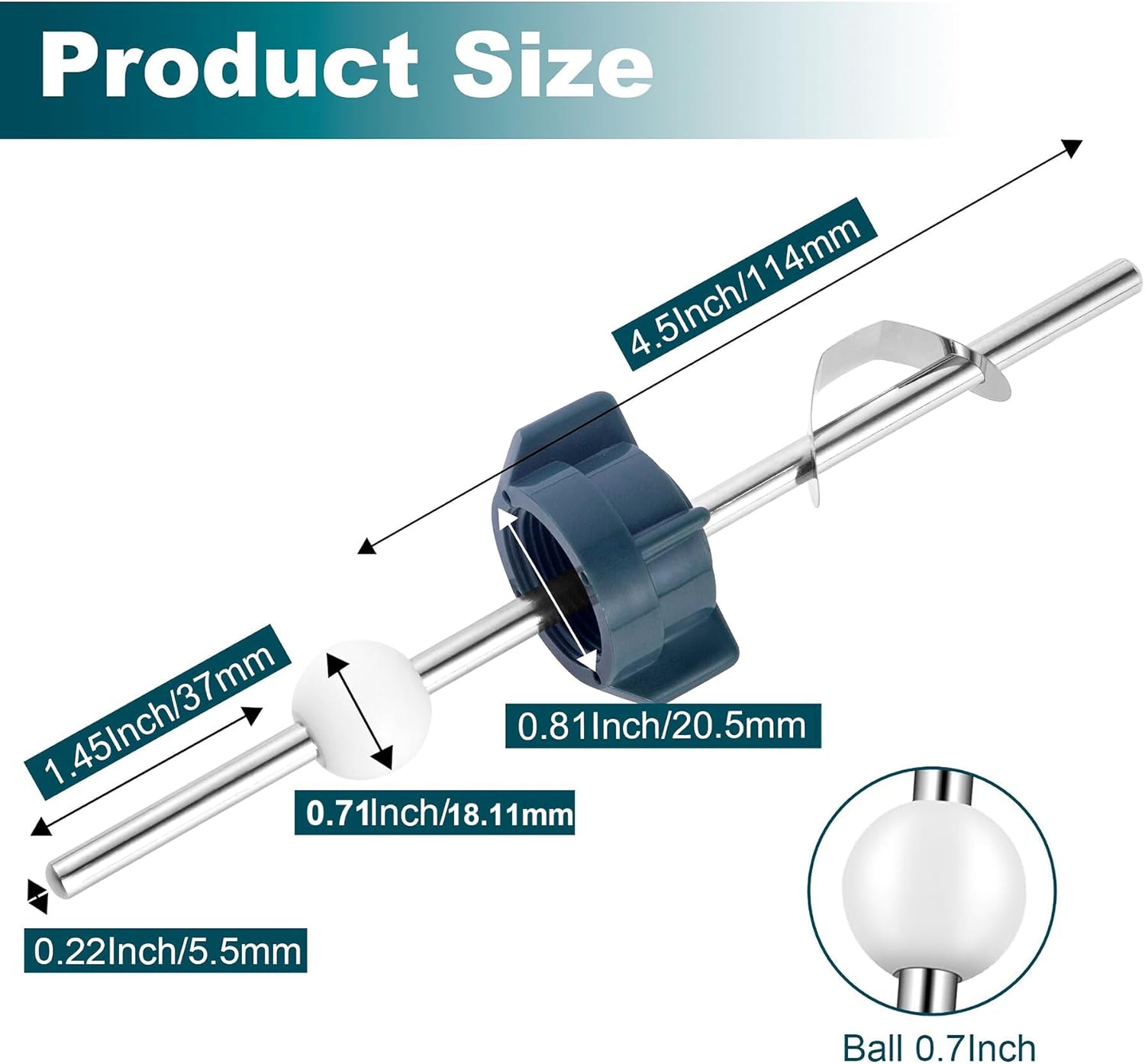 Lavatory Pop Up Center Piece Assembly,Pop Up Drain Repair Kit,Fits Most Popular Brands，Replacement for PS2673,PS469 and PSB327,Replacement Bathroom Sink Pivot Rod,18MM Ball, Chrome（1PC）