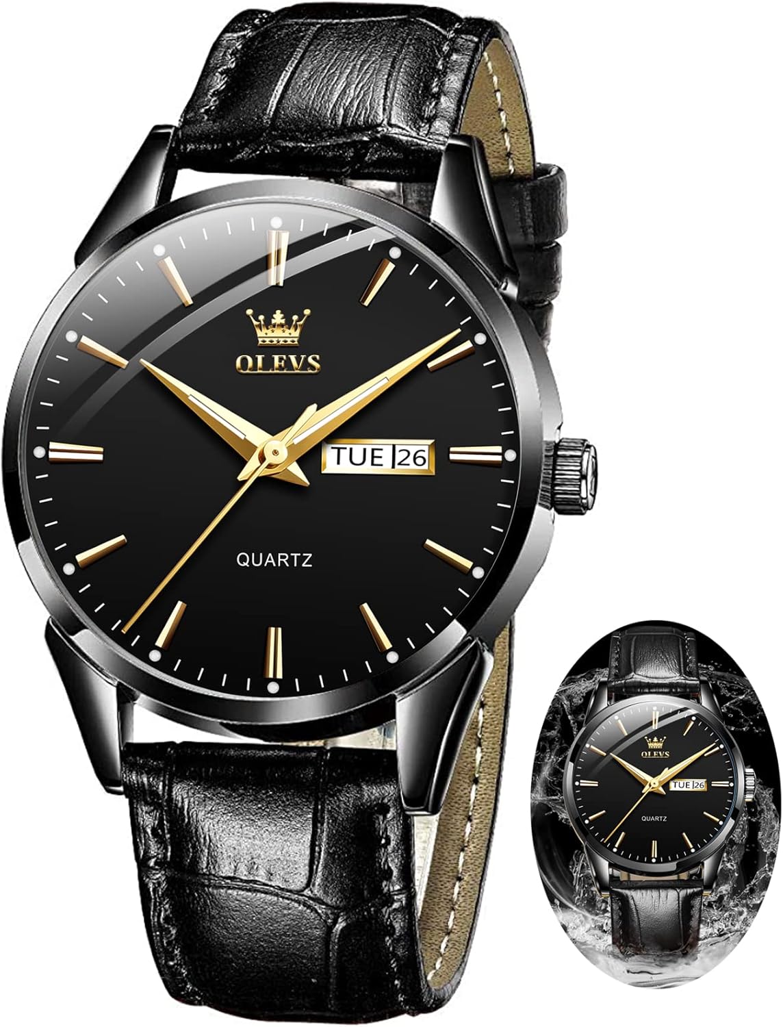 OLEVS Amazon Watches,Brown Leather Watch for Men,Men Day