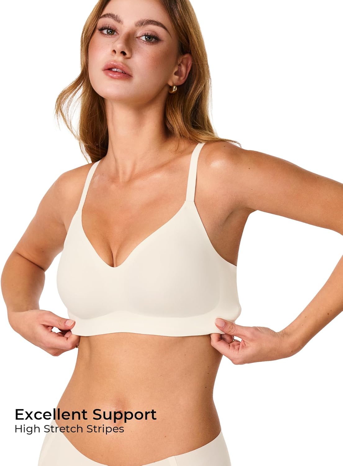 Bras for Women, No Underwire Full Coverage V Plunge Bra Wireless Seamless Comfort Bralette T-Shirts Everyday Bras - Image 4