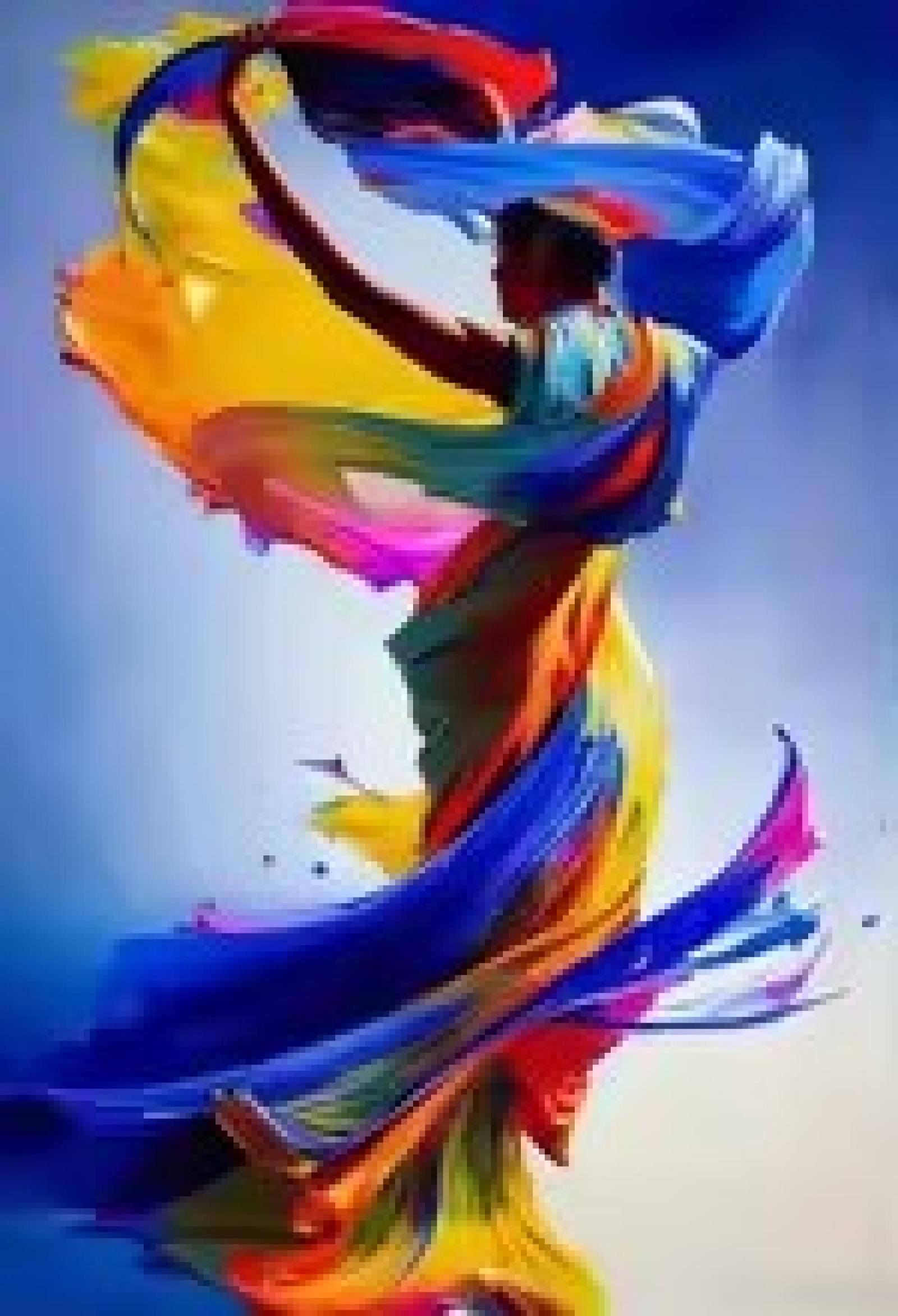 XINBAO Kolorowe plakaty z figurkami, dynamiczne obrazy na płótnie tancerza, abstrakcyjne nowoczesne malarstwo, druk artystyczny, do dekoracji ścian w domu, 70 x 90 cm, z ramą