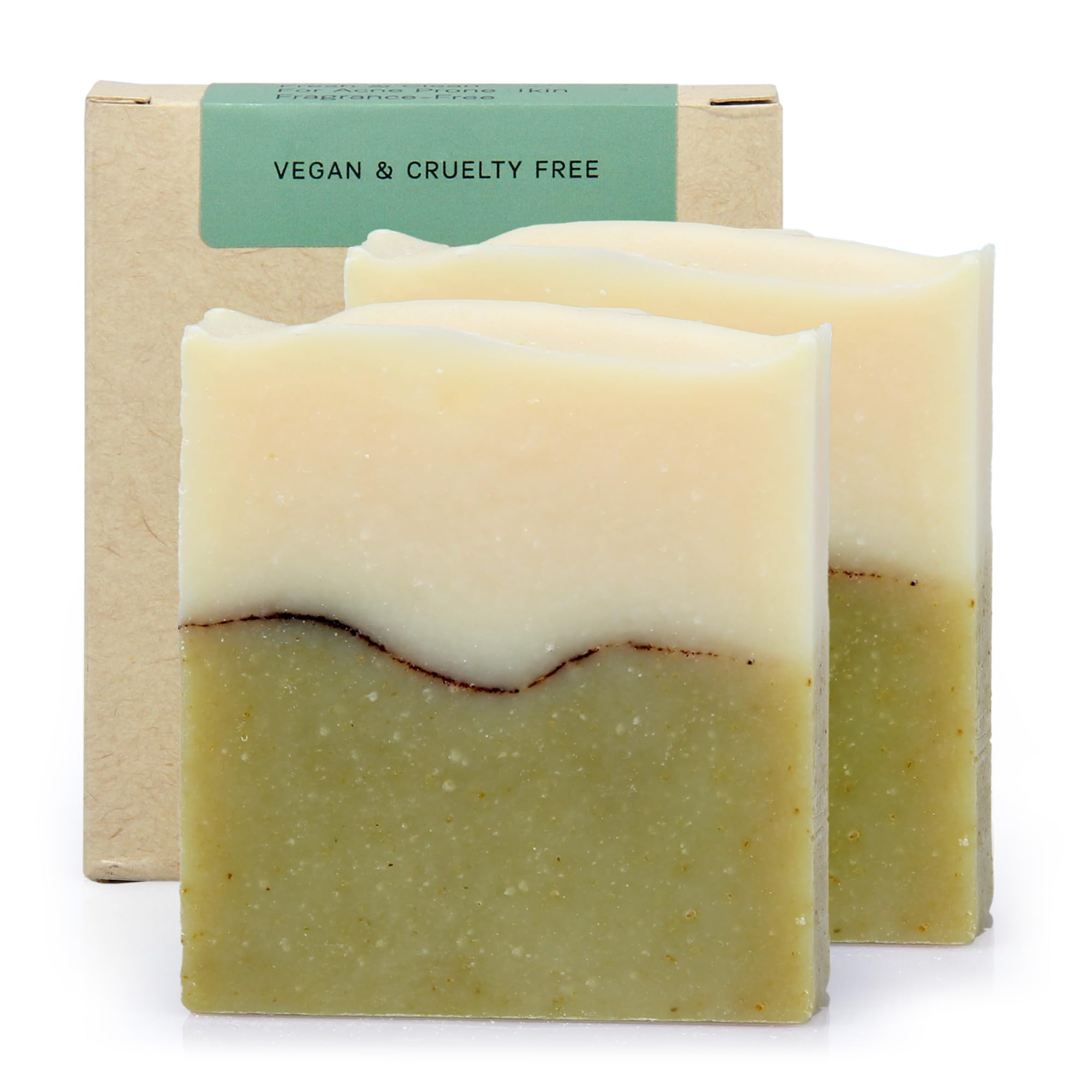 Tea Tree Soap Bar X2 - Unscented Organic Soap, Fresh for Sensitive Skin, Tea Tree Face Wash, Cruelty Free & Vegan, Fragrance Free. (2PK) 4.2 Oz Each