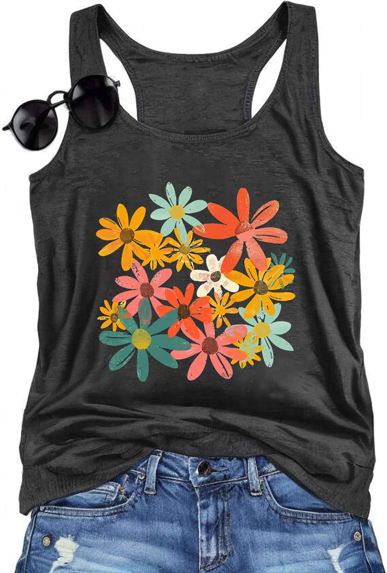 Tank Tops for Women 2026 Summer Racerback Tops Casual Graphic Tank Tops Sleeveless Tee Tops Workout Tops Tanks · Floral