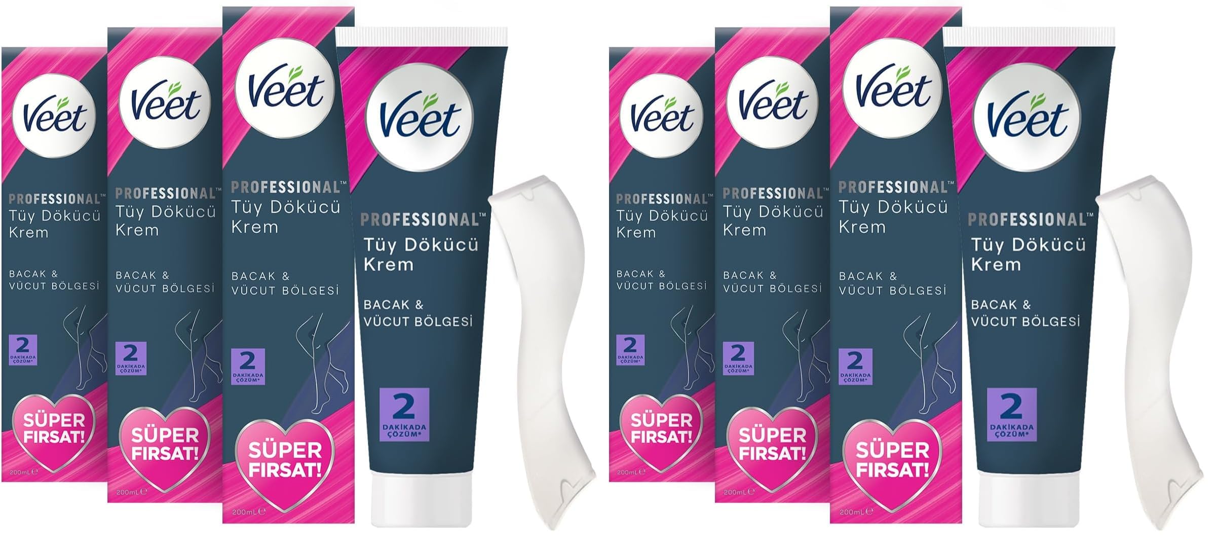 Veet Professional Tüm Cilt Tipleri İçin Tüy Dökücü Krem, 600ml Süper Fırsat Paketi (3 x 200 ml) (2 paketi)
