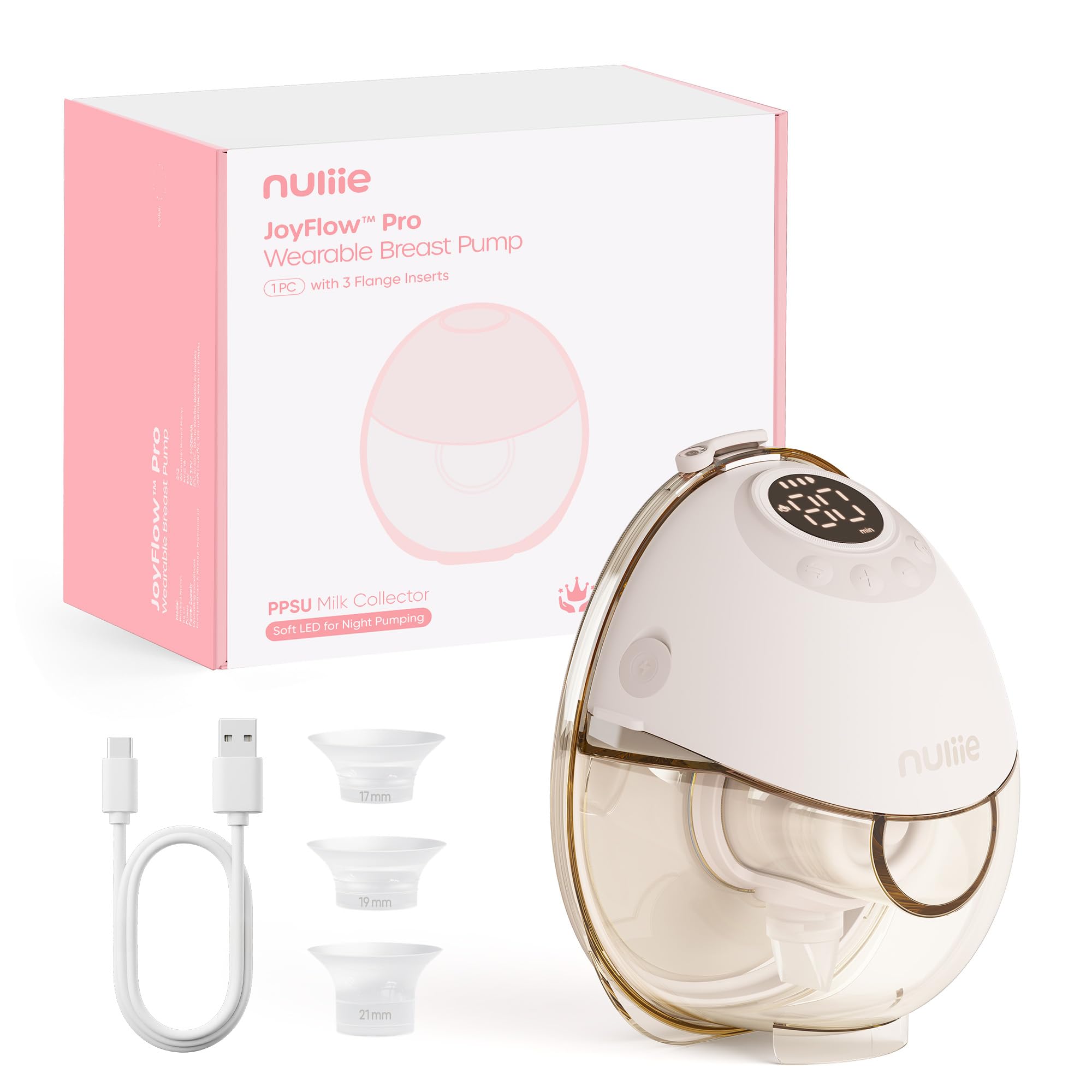 Nuliie Extractor de leche eléctrico portátil doble S42 (paquete de 1, blanco)