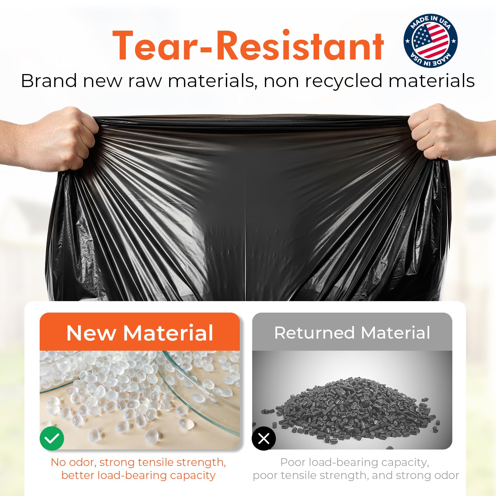 Delxo Bolsas de basura de 55 a 60 galones, 150 unidades, bolsas de basura negras grandes de 40 x 54 pulgadas, bolsas de basura negras ligeras a medianas, para bolsas comerciales, de césped y hojas