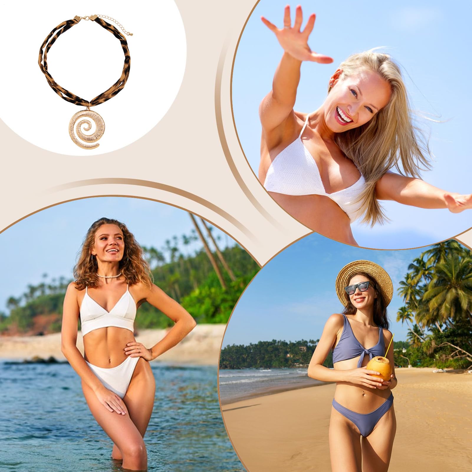 Collares para mujer | Cadena con colgante de concha de estrella de mar - Joyería de moda con estampado de leopardo para mujer, aniversarios, San Valentín, Día de la Madre, Navidad, playa, viajes