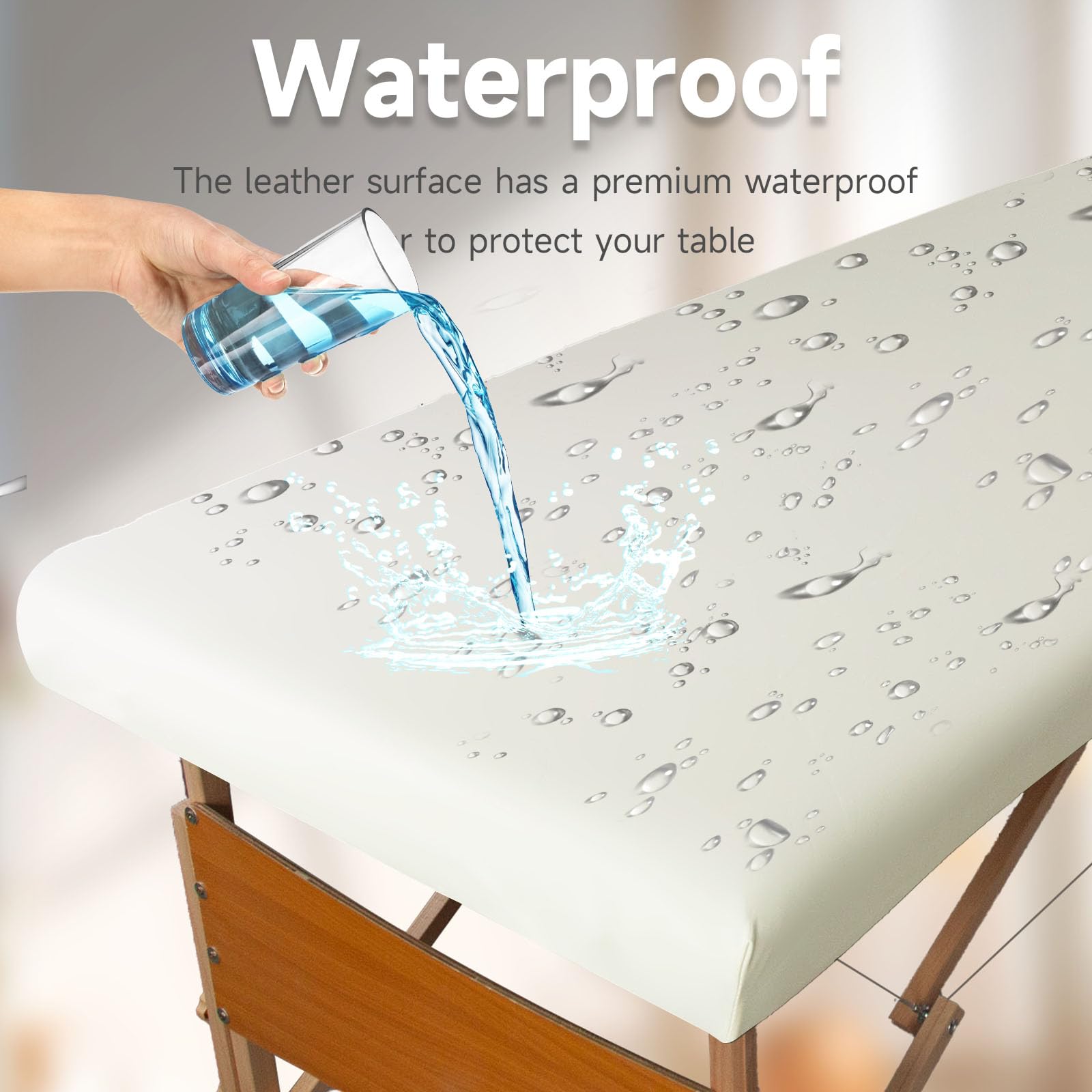 PU Leather Massage Table Cover Protector, Waterproof and Wipeable