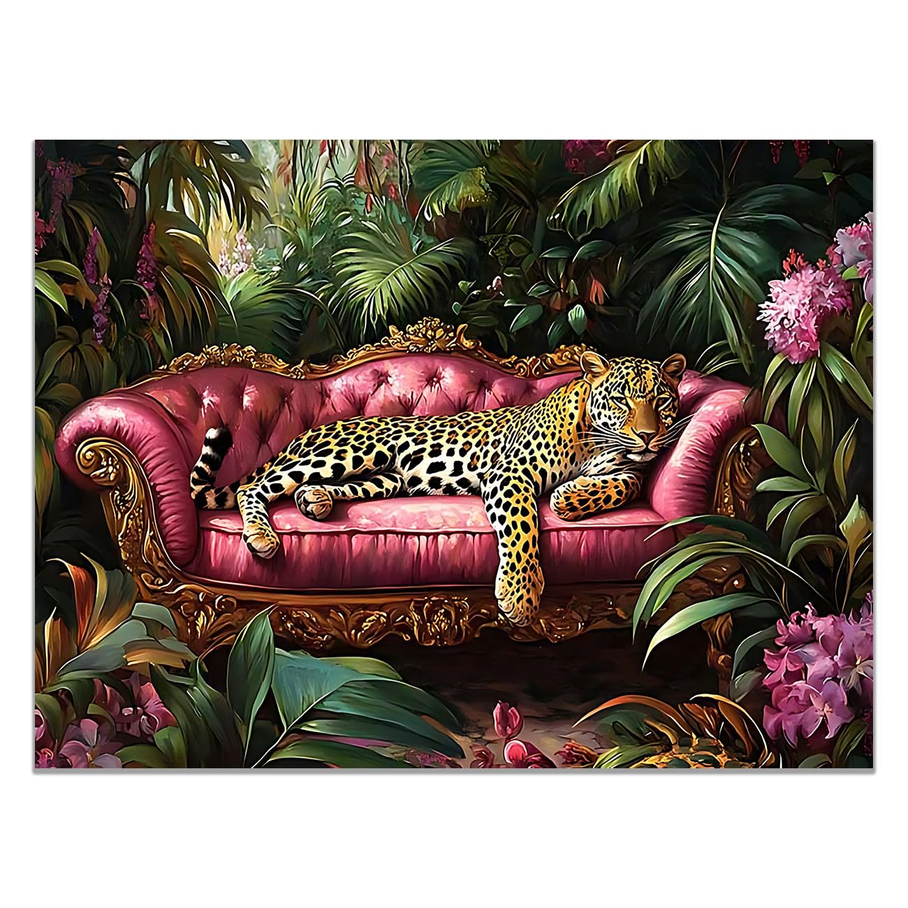 TODOAA Canvas Wall Art Wildlife lion Picture Abstract Sofa Leopard Paintings Canvas- Farmhouse Art Prints- Animal Nursery Wall Prints Poster for Living room(Green 12)-20x30cm Unframed — image 1