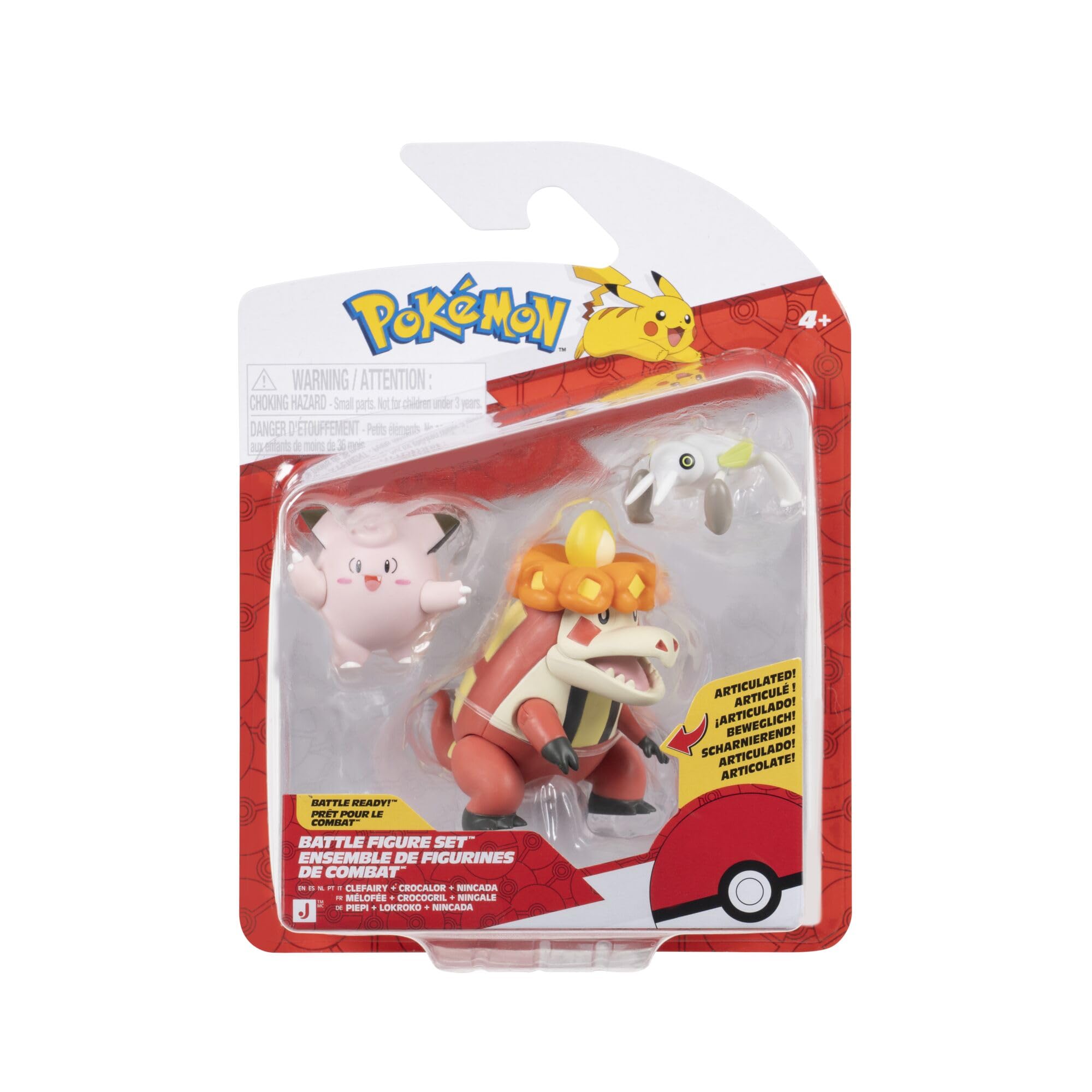 Pokémon Battle Figure 3 Pack - Features 2-Inch Nincade and Clefairy and 3-Inch Crocalor Battle Figures, Multicolor, 3 inches - Image 2