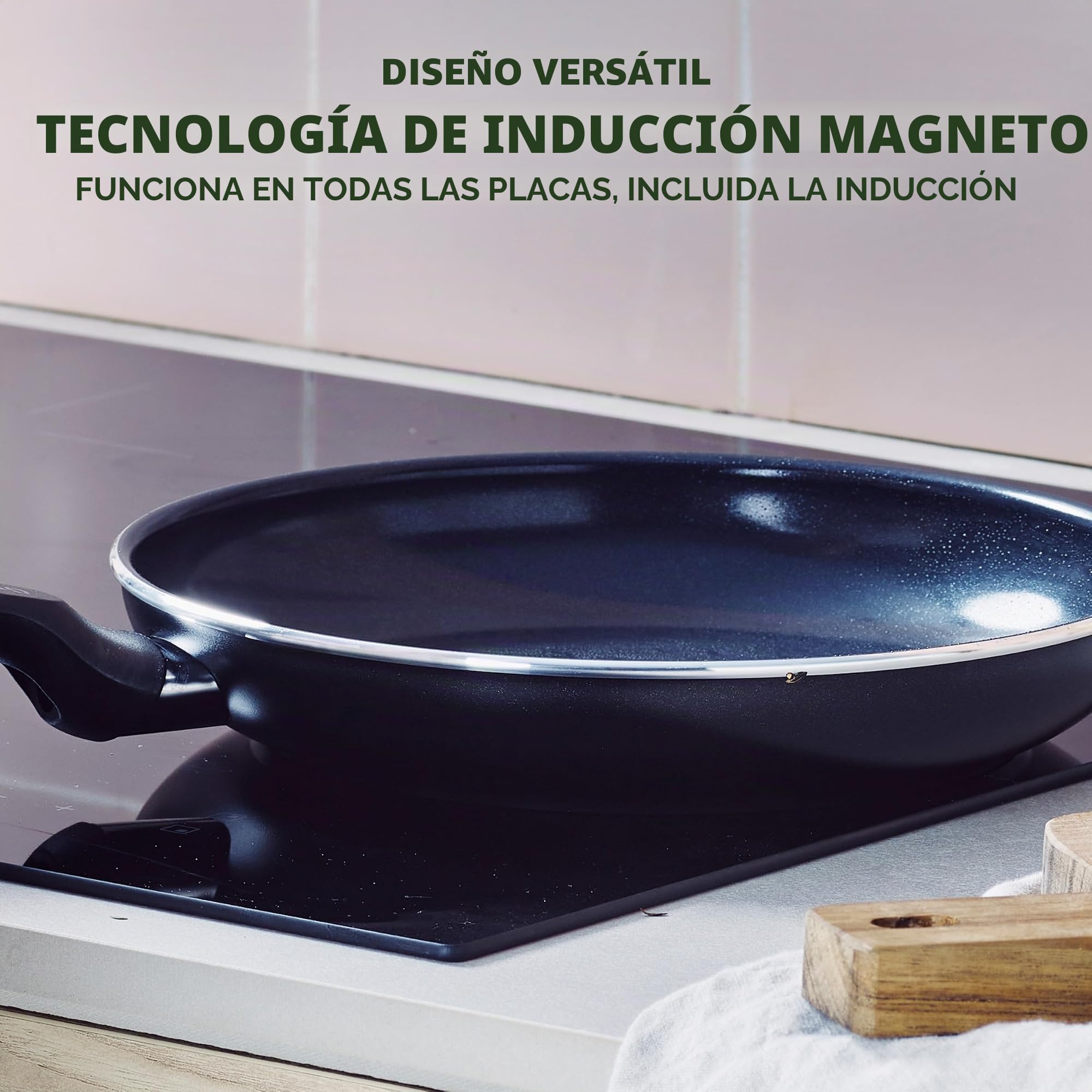 GreenPan Memphis Juego de Sartenes Antiadherentes de Aluminio con Revestimiento de Cerámica Saludable, 20 cm, 24 cm & 28 cm, Sin PFAS, Aptas para Inducción, Horno y Lavavajillas, Negro