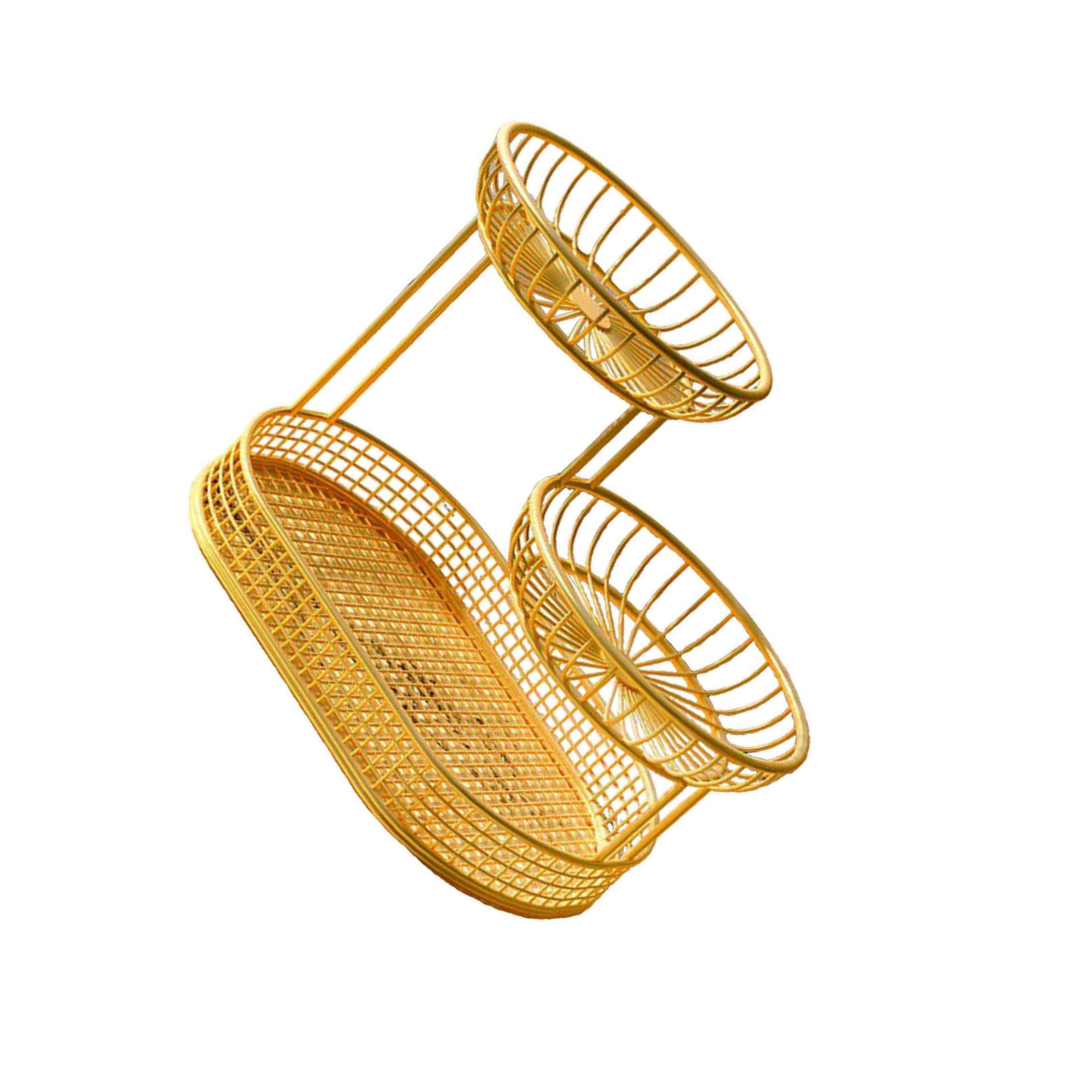 YIXANNX Metal Wire Storage Basket For Vegetables Fruits Organize Produce Stylishly While Ensuring Easy Accessibility Vegetable Bread Holder Stand For Kitchen, gold, 26x32cm